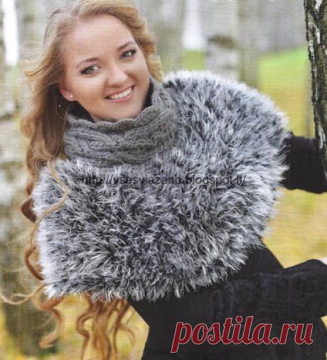 ВСЕ СВЯЗАНО. ROSOMAHA.: Тёплое&quot;меховое&quot; оплечье спицами для куртки или свитера с вырезом.