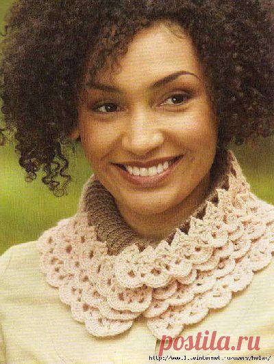 Нарядные шарфы-воротники, связанные крючком — Рукоделие