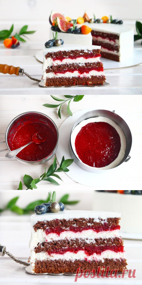 Шоколадный торт «Малина-лимон»