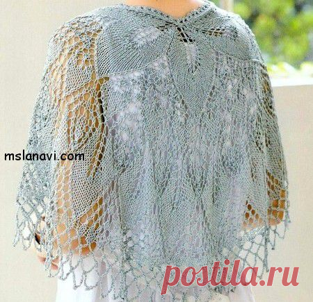 Ажурная накидка спицами схемы вязания | Вяжем с Ланой