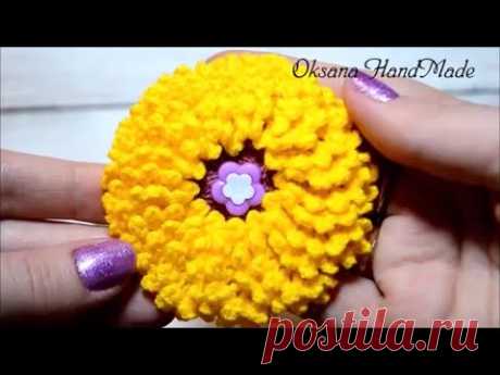 ОБЪЕМНЫЙ ЦВЕТОК КРЮЧКОМ. Мастер класс и схема. Flower crochet