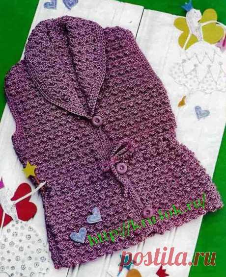 Вязаный жилет для девочки - вязание крючком на kru4ok.ru