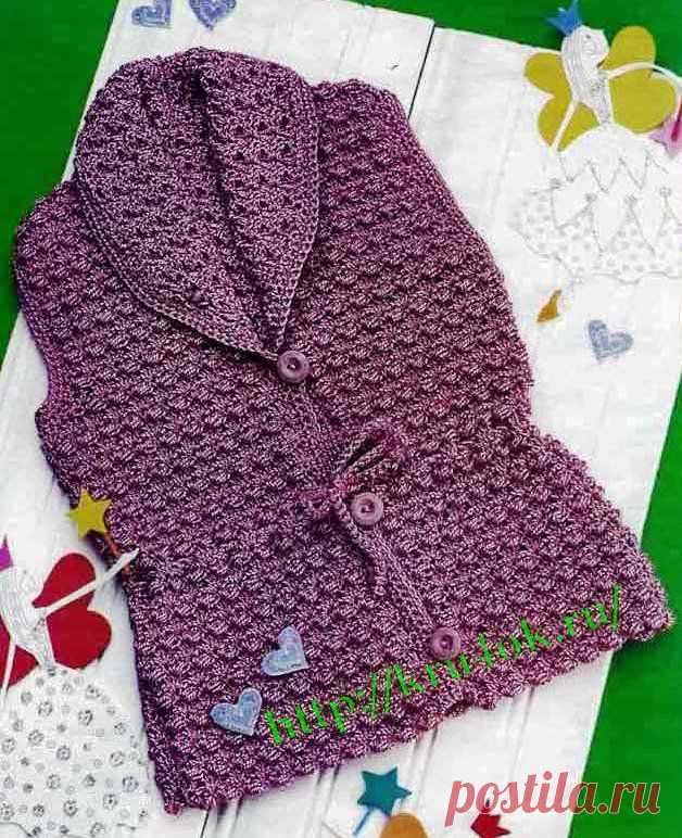 Вязаный жилет для девочки - вязание крючком на kru4ok.ru