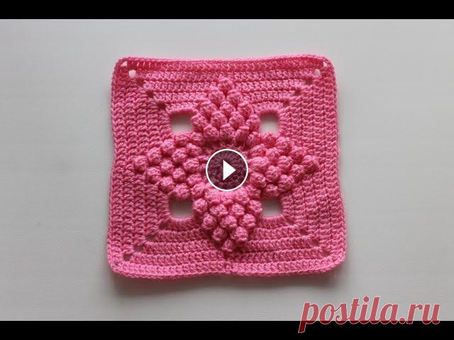 Квадратный мотив крючком для пледа или подушки  № 6 здравствуйте! в этом видео я покажу как связать красивый квадратный мотив крючком. Он подходит для вязания пледа, одеяла....