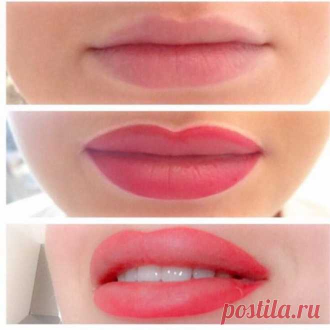 Татуаж губ: фото до и после, отзывы, цена, с растушевкой, акварельная техника, цвета, уход, противопоказания, последствия, рекомендации, плюсы и минусы, виды, корочки, месячные, напыление, видео, герпес, ацикловир, бепантен