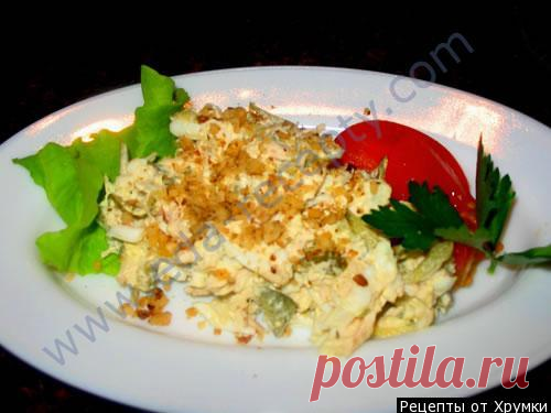 Салат из кальмара с грецкими орехами