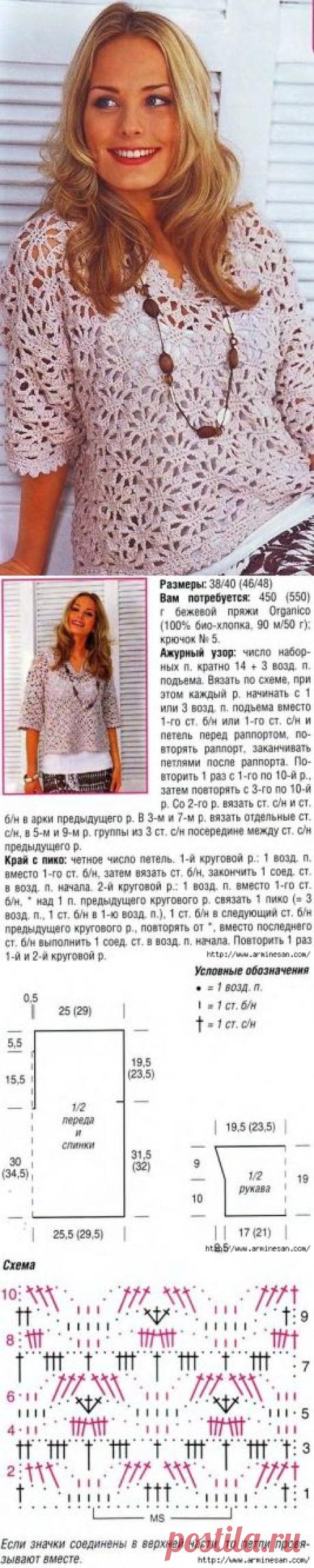 Кофточка на лето_узор паучки