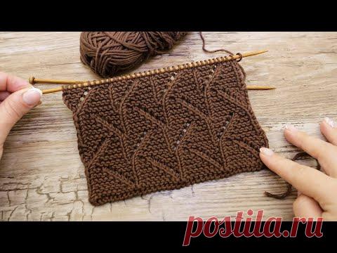 Узор «Ростки» спицами 🌱 «Sprouts» knitting pattern - YouTube