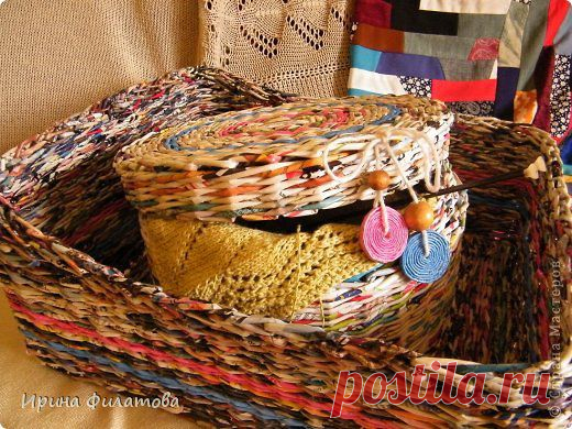Короб и шкатулка для рукоделия из журнальной бумаги...