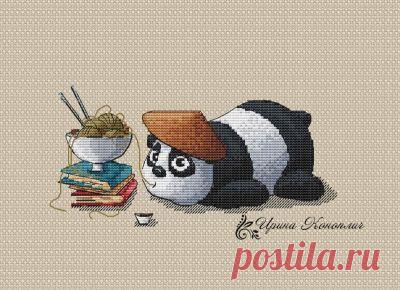 схема для вышивки крестом Обжорка панда