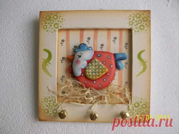 Porta chaves - Galinhas country- pronta | Atelier Célia Benatti | Elo7