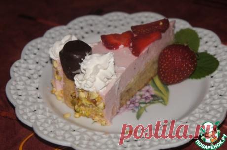 Клубничный чизкейк с вафельными трубочками - кулинарный рецепт