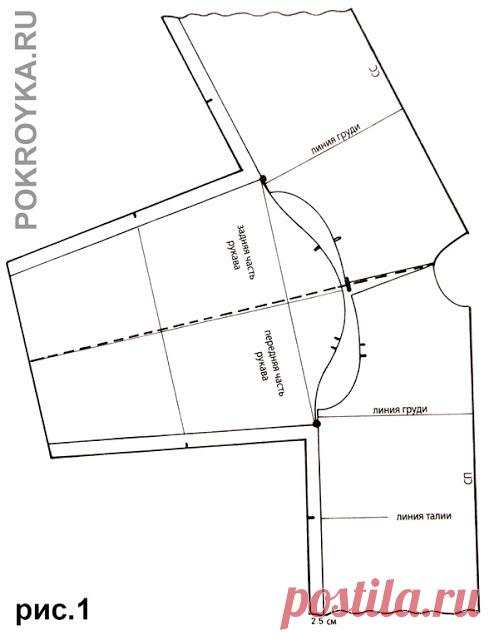 Выкройка халата с цельнокроеными рукавами