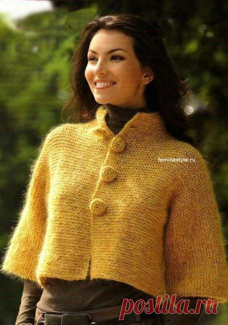 Короткий вязаный спицами жакет / Рукоделие / Домоводство / Женские секреты / Женский стиль