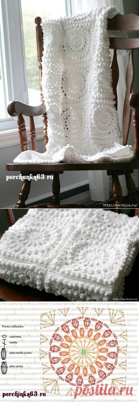 Плед афганским квадратом