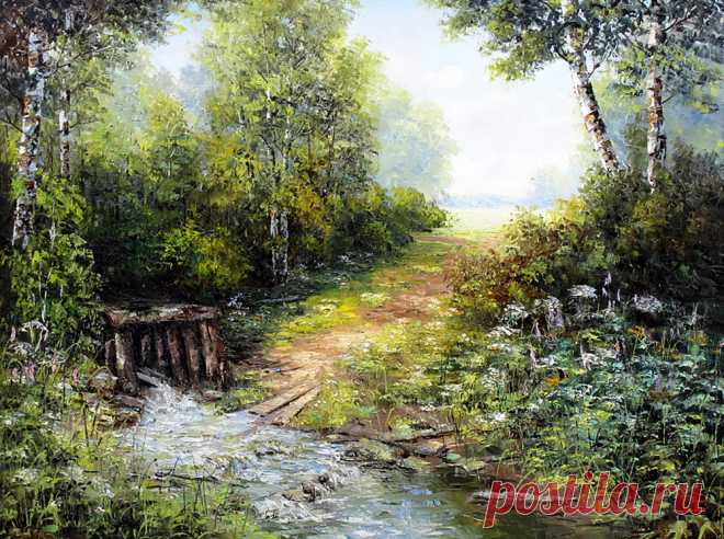 Край березовый, необъятный... Художник Синев Евгений.