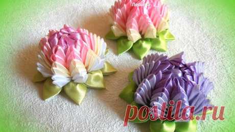 Цветы канзаши из ленты 2,5 см, мастер-класс Лерита. Dear friends, I wish you a happy holiday !!! Merry Christmas and Happy New Year !!! Best wishes, Lerita. Дорогие друзья, я желаю Вам Счастливых Праздников!!!...