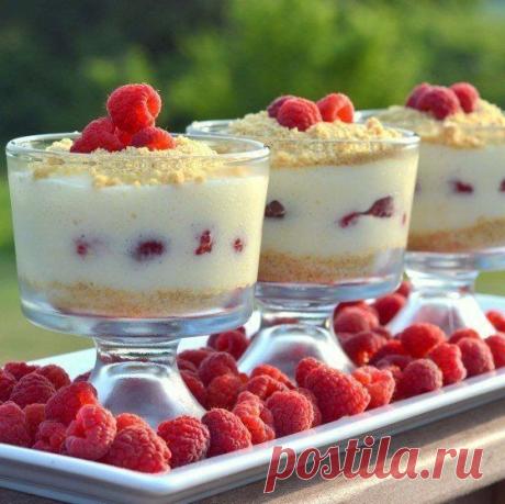 Малиновый чизкейк-парфе без выпечки / Изысканные кулинарные рецепты
