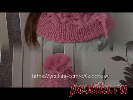 Шапка -трансформер, манишка. Узор &quot;Коса с тенью &quot;Вязание спицами.   Knitting(Hobby)