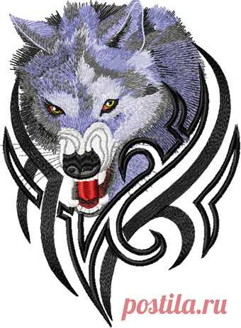 Tribal Wolf embroidery design Sizes: 147 × 200 mm. Formats: Bernina(art, exp), Brother(pec, pes, phc), Janome(jef, jef+), Melco(exp), Husqvarna/PFAFF(vip, vp3),  Tajima/Barudan(dst, dsb), Husqvarna(hus, shv), Singer(xxx).