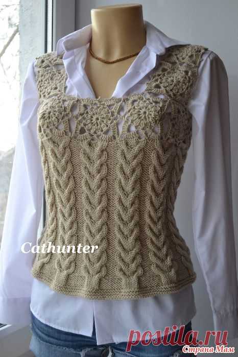Жилет крючком и спицами