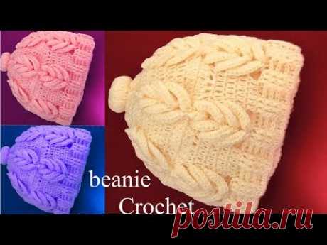 Como hacer gorros con hojas 3D tejidos a Crochet tallermanualperu