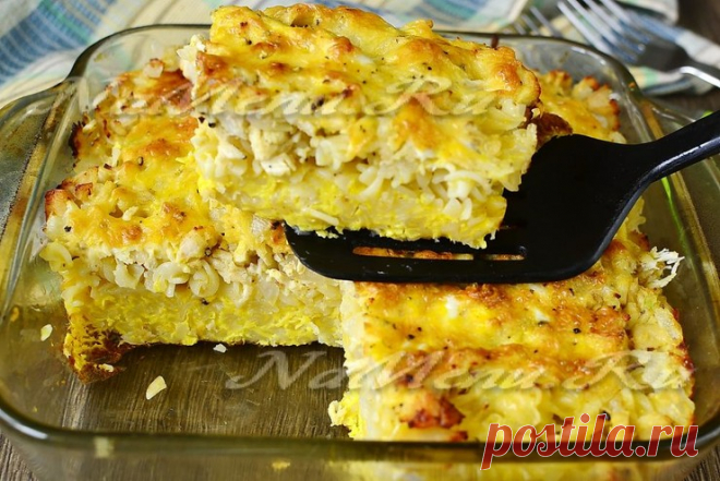 Запеканка из макарон с курицей в духовке, рецепт фото