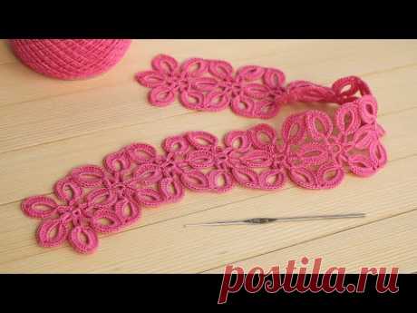 ЦВЕТОЧНОЕ КРУЖЕВО вязание крючком МАСТЕР-КЛАСС ЛЕНТОЧНОЕ КРУЖЕВО Crochet ribbon lace