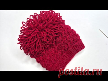 #Шапка с вытянутыми петлями#размер 54-52#Шапка поперечным вязанием#МК Виктории Плантовой#2025#