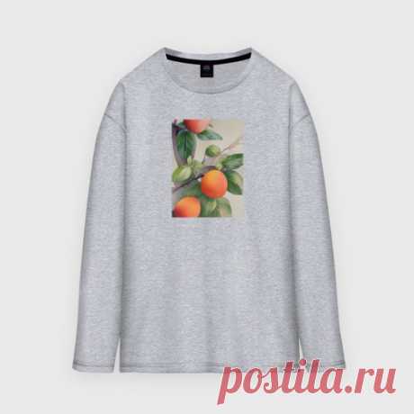Мужской лонгслив oversize хлопок Абрикос арт Лонгслив — это футболка с длинным рукавом из дышащего, приятного для тела хлопка