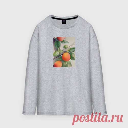 Мужской лонгслив oversize хлопок Абрикос арт Лонгслив — это футболка с длинным рукавом из дышащего, приятного для тела хлопка