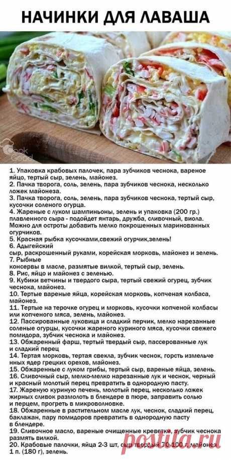 Начинки для лаваша