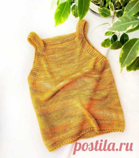 Описание маечки из  Lana Gatto malibu спицами Маечка связана из пряжи Lana Gatto malibu (100г/300м,100%вискоза), на размер 110 ушел 1 моток, спицы круговые N4, плотность 23п/32р в 10 см. (можно вязать из любой другой пряжи с летним составом при условии попадания в плотность).Набрать 140+1п "болгарским" способом, объединить вязание в...
