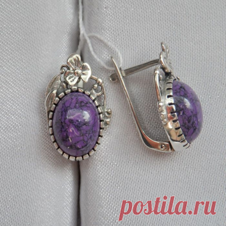 Серебряные серьги с Чароитом