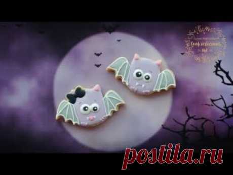 Halloween Cookies - How to make CUTE BAT COOKIES - Boy & Girl (Couple) Bats