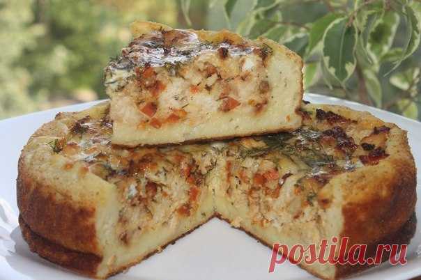 Сытный и очень вкусный картофельный пирог с мясом и овощами!