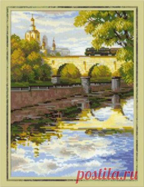 Фабрика Пряжи :: RIOLIS Сотвори сама (Пейзажи) :: №1185 &quot;Москва. Мост через Яузу&quot;