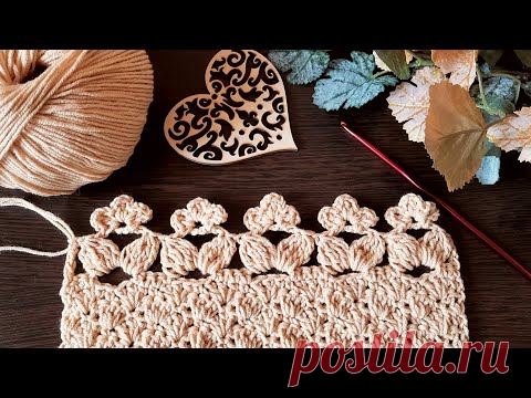 Цветочная кайма крючком для обвязки изделий. - YouTube