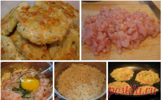 Рубленые куриные котлеты с рисом и перцем