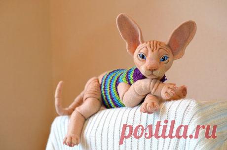 Needle felted cat Sphynx. BJD from wool. Animal от Fenekdolls