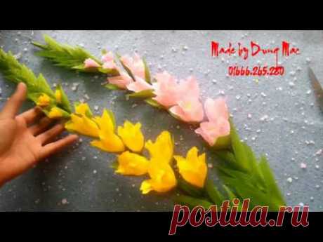 How to make Gladiolus Crepe paper Flowers | handmade by Dzung Mac