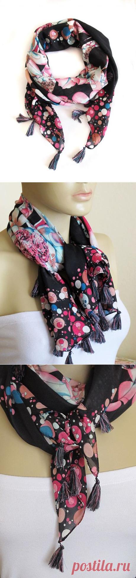 Square Scarf Scarves fashion scarves tassel Women by selenayy