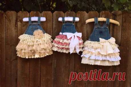 Half first birthday denim vintage linen and lace flower girl country wedding…