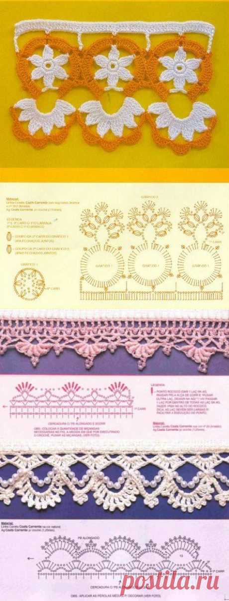 Вязание: очень красивые узоры для каймы со схемами