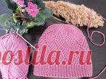 Эффектная шапка спицами с узором Ромбы