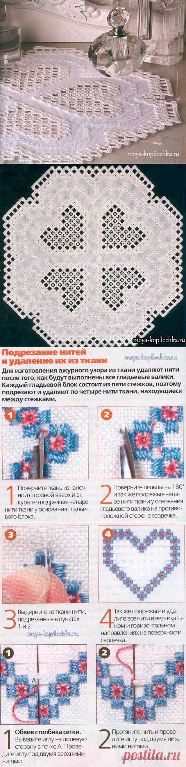 Салфетка в технике вышивки Хардангер