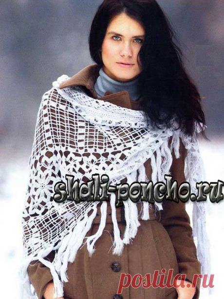 Клетчатая шаль с мотивами