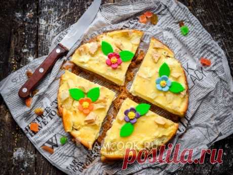 Заливной пирог с творогом и яблоками