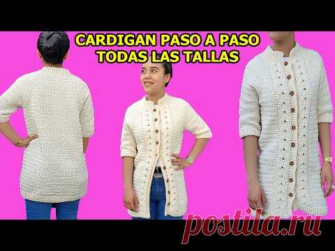 CARDIGAN A CROCHET EN TODAS LAS TALLAS