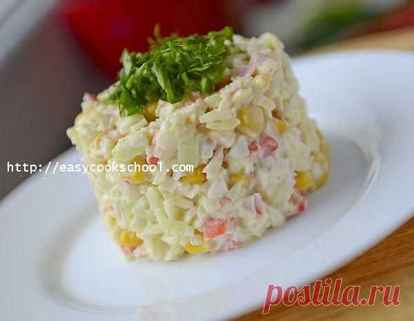 Салат с крабовыми палочками и кукурузой классический рецепт | Легкие рецепты